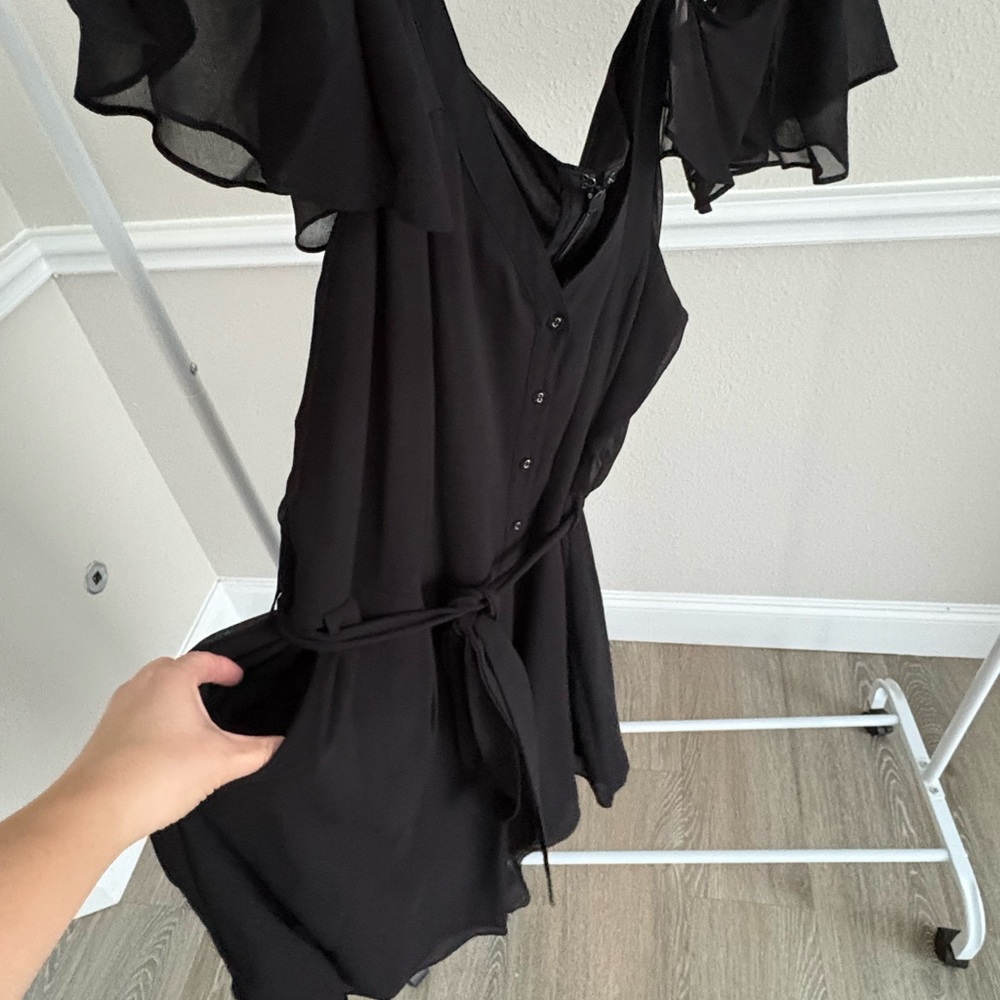 City Chic Size 20 Black Romper with Ruffle Sleeve - Picture 6 of 7